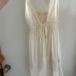 Urban Outfitters Cream Lace-Trimmed Chemise
